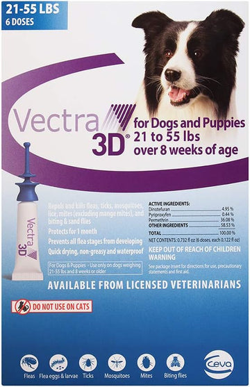 VECTRA 3D Medium Dog 21-55Lbs, 6 Doses (D73820E)