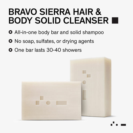 Bravo Sierra All-In-One Shampoo & Soap Bar For Men'S Face, Hair & Body - White Vetiver & Cedarwood, 7 Oz - Coconut, Shea Butter And Oat Flour For Soft Skin And Healthy Hair