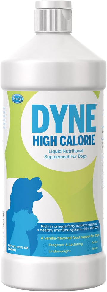 Pet-Ag Dyne High Calorie Liquid Nutritional Supplement For Dogs & Puppies 8 Weeks And Older - 32 Oz - Supports Performance And Endurance - Sweet Vanilla Flavor