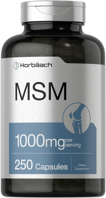 Horbäach Msm Supplement Capsules | 1000Mg | 250 Count | Non-Gmo And Gluten Free Formula | Methylsulfonylmethane