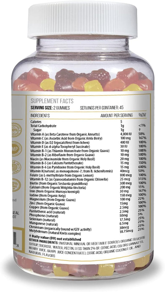 Actif Organic Bariatric Gummies With 25+ Organic Vitamins And Minerals For Bariatric Surgery And Gastric Bypass Surgery, Advanced Formula - 90 Count