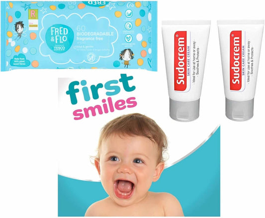 Set 2 Sudocrem Baby Skin Care Cream & 1 Pack Of Baby Wipes, Irritations, Spots, Rashes And Sores, Excellent For Baby Nappy Care, Soothes And Protects Skin Protectant