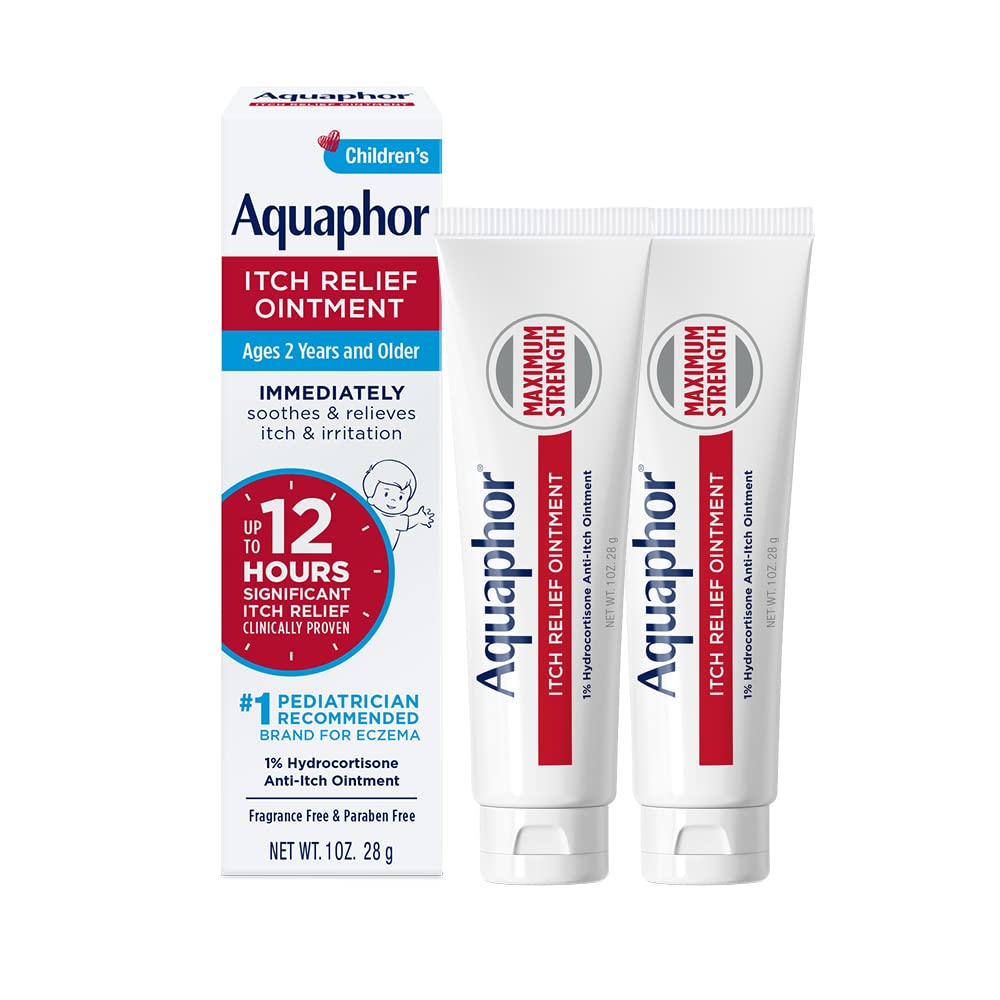 Aquaphor Children's Itch Relief Ointment, 1% Hydrocortisone Anti-Itch Ointment, 1 Oz Tube (Pack of 2)