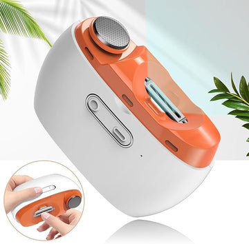 Electric Nail Clipper, 2 in 1 Automatic Nail Clipper, Electric Nail Cutter Safe for Babies, Kids, Adults, Seniors, USB Rechargeable Safety Cutting and Polishing Trimmer with LED (Orange)