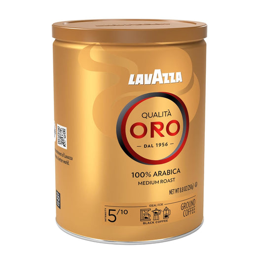 Lavazza Qualita Oro Ground Coffee Blend, Medium Roast, Authentic Italian, Blended And Roasted In Italy, Non Gmo, A Full Bodied With Sweet, Aromatic Flavor, 8.8 Oz (Pack Of 4)