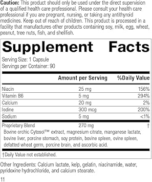 Standard Process Min-Chex - Whole Food Nervous System Supplement, Stress Relief With Soy Protein, Ascorbic Acid, Wheat Germ, Vitamin B6, Niacin, Iodine - 90 Capsules