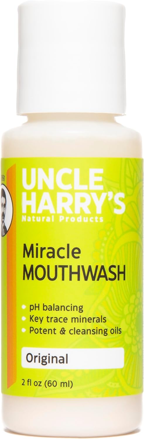 Uncle Harry's Natural Alkalizing Miracle Mouthwash | Adult & Kids Mouthwash for Bad Breath | pH Balanced Oral Care Mouth Wash & Mouth Rinse (2 fl oz)