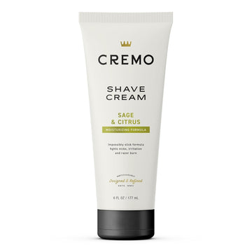 Cremo Barber Grade Sage & Citrus Shave Cream, Astonishingly Superior Ultra-Slick Shaving Cream For Men, Fights Nicks, Cuts And Razor Burn, 6 Fl Oz