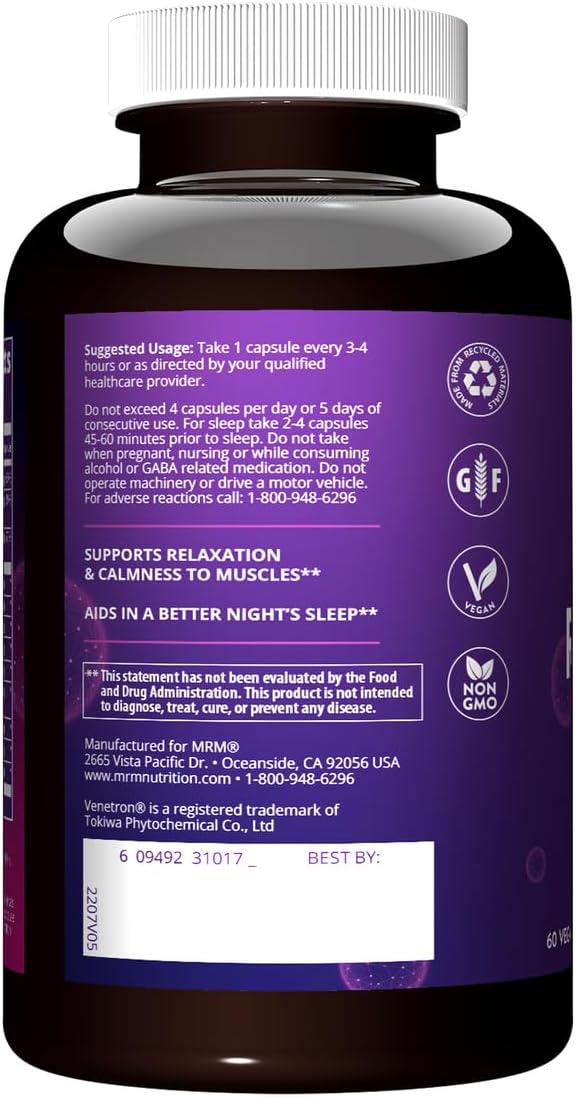 MRM Nutrition Relax-All® | Dietary Supplement for Better Sleep | with GABA, L-Theanine & Ashwagandha | Drug-Free, Non-Habit Forming | Non-GMO | Vegan + Gluten Free | 15 Servings : Health & Household