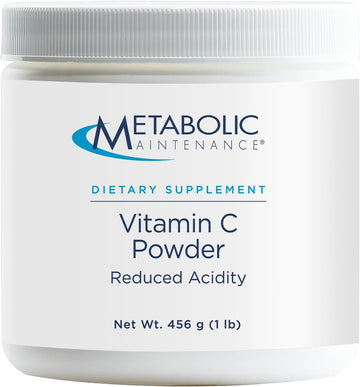 Metabolic Maintenance Pure Vitamin C Powder - 1100 mg Premium Ascorbic Acid & Sodium Ascorbate Antioxidant Supplement for Immune Support & Adrenal Health - Gluten-Free (1 lb / 456g)