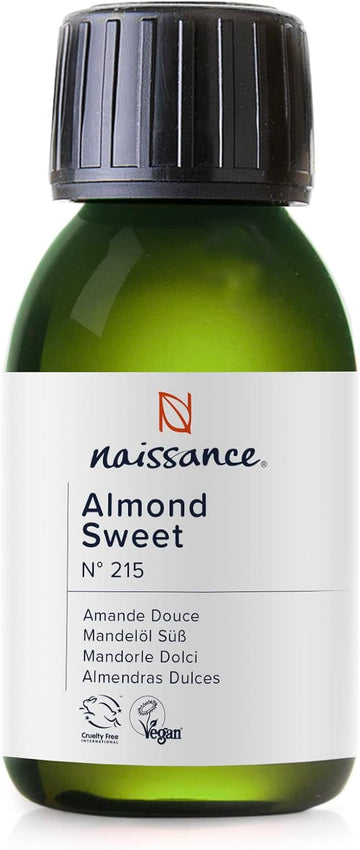 Naissance Sweet Almond Oil (No. 215) 100ml – for Skin, Hair, Massage, Nails, Cuticles, Ears, Face, Body - Natural Skin Care, Carrier Oil for Aromatherapy