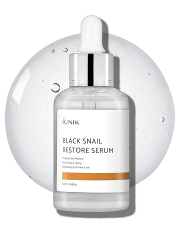 Iunik Black Snail Serum 70% W/Centella Asiatica Essence | Hydration Dark Spots Fine Lines | Oily Sensitive Acne-Prone Skin Korean Skincare No Pore Clogging