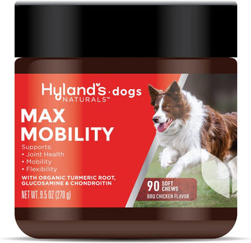 Hyland's Naturals - Dogs - Max Mobility, 90 Soft Chews, Supports Joint Health, Mobility & Flexibility, with Organic Turmeric Root, Glucosamine & Chondroitin, BBQ Chicken Flavor