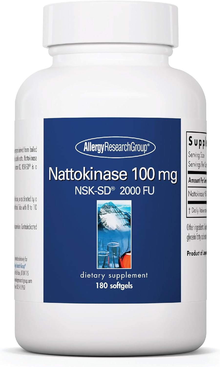 Allergy Research Group - Nattokinase Supplement Nsk-Sd 2000 Fu, 100Mg - Cardiovascular/Circulatory Health - 180 Softgels