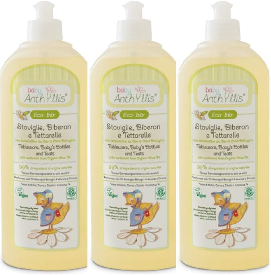 Anthyllis Baby Bottle, Teat, Plate Wash, Certified Organic Vegan, Dermatology Tested, Scented With Organic Orange And Lemon Essential Oils (2 Bottle Pack)