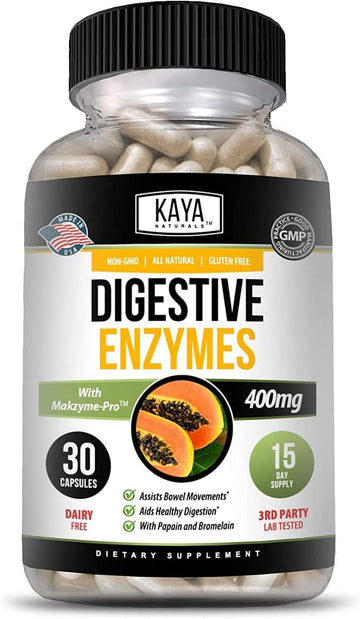 Kaya Naturals Digestive Enzymes With Prebiotics & Probiotics - Constipation & Bloating Relief Pills For Women & Men - Aids Immune Function - Digestion Support - 30 Veggie Capsules