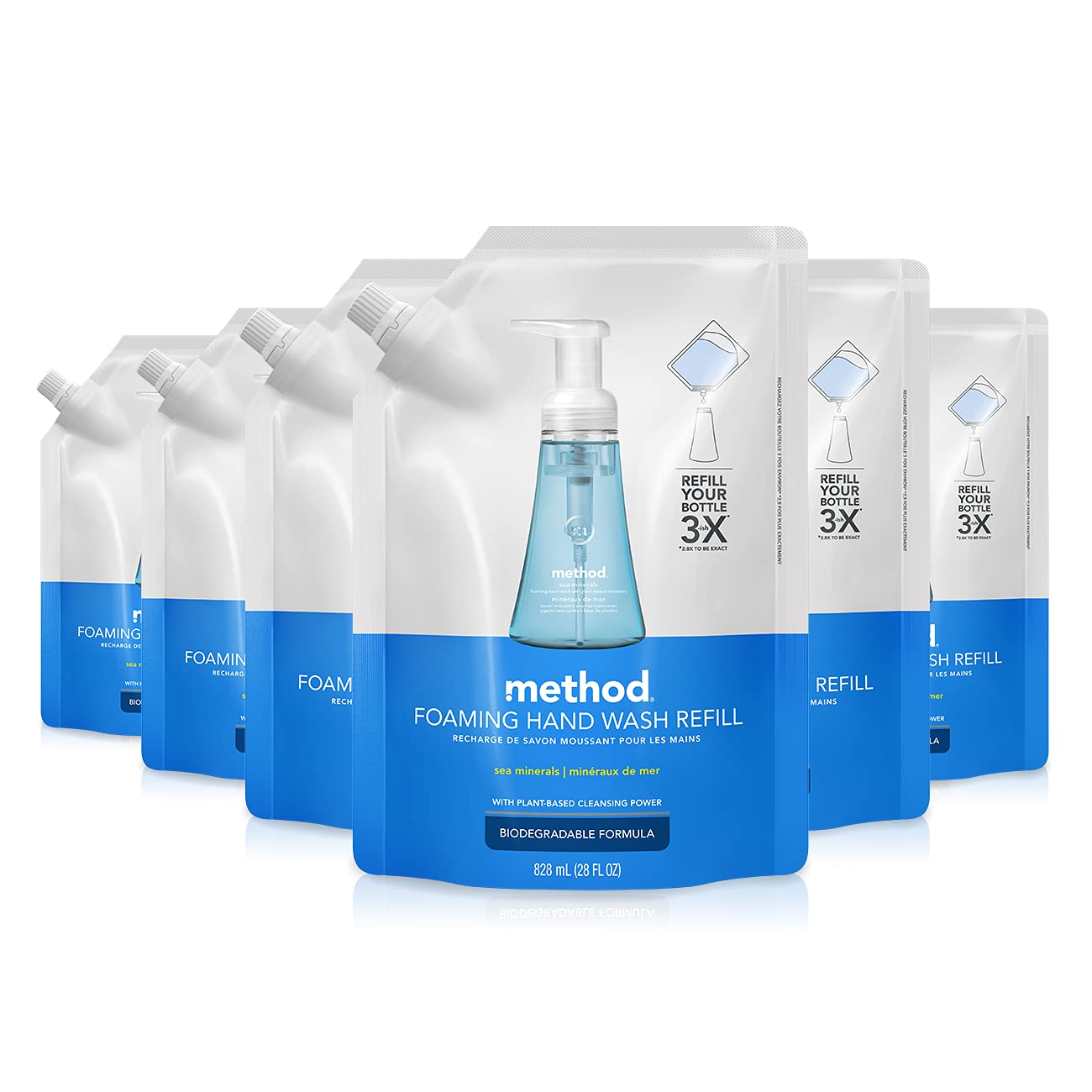 Method Foaming Hand Soap Refill, Sea Minerals, Biodegradable Formula, 28 Fl Oz (Pack Of 6)