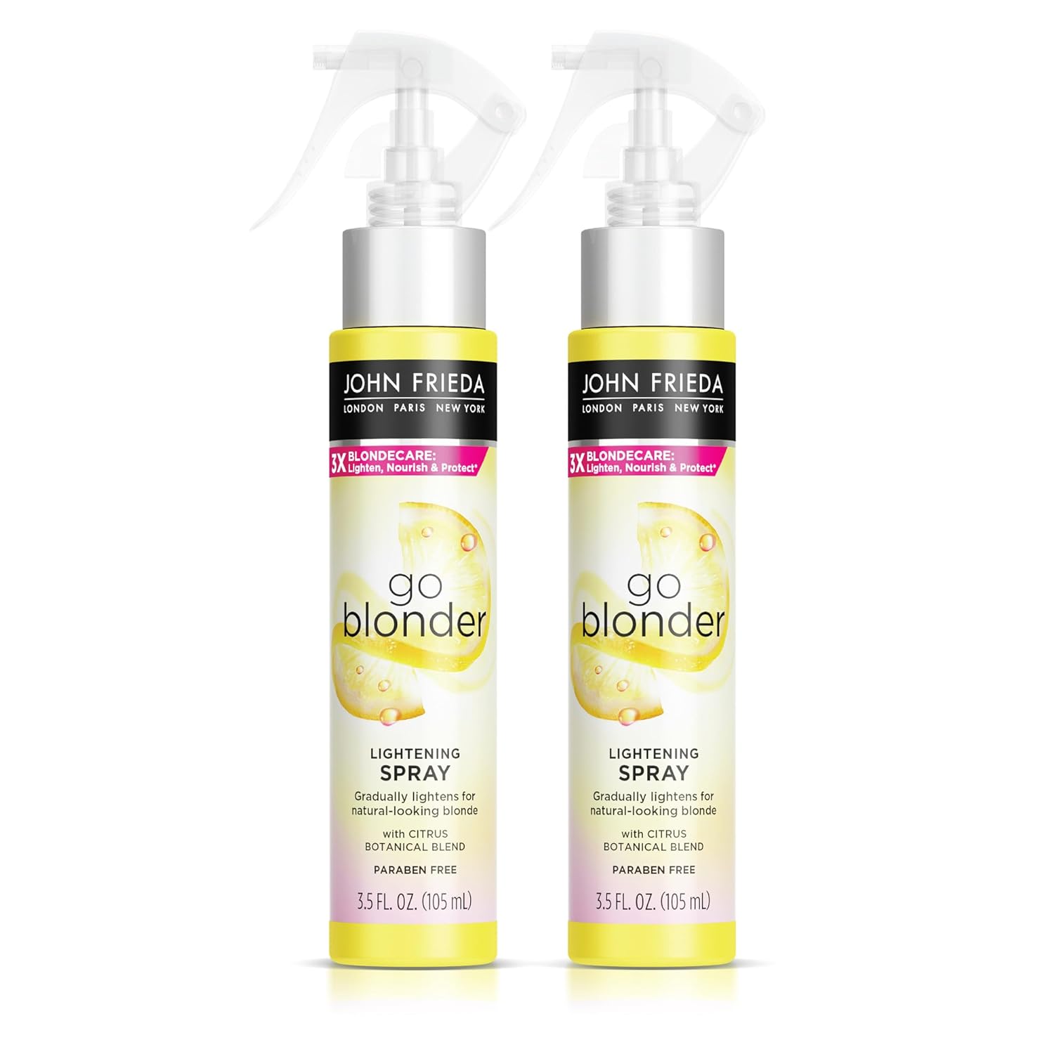 John Frieda Go Blonger Lightening Spray, Paraben Free, Phthalate Free, Ammonia Free, Cruelty Free, Blonde Tone Enhancer 3.5 fl oz Bottle (2 Pack)