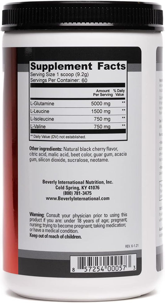 Beverly International Glutamine Select, 60 Servings. Clinically Dosed L-Glutamine And Amino Acid Formula For Lean Muscle And Recovery. Sugar-Free Powder. Bcaa’S