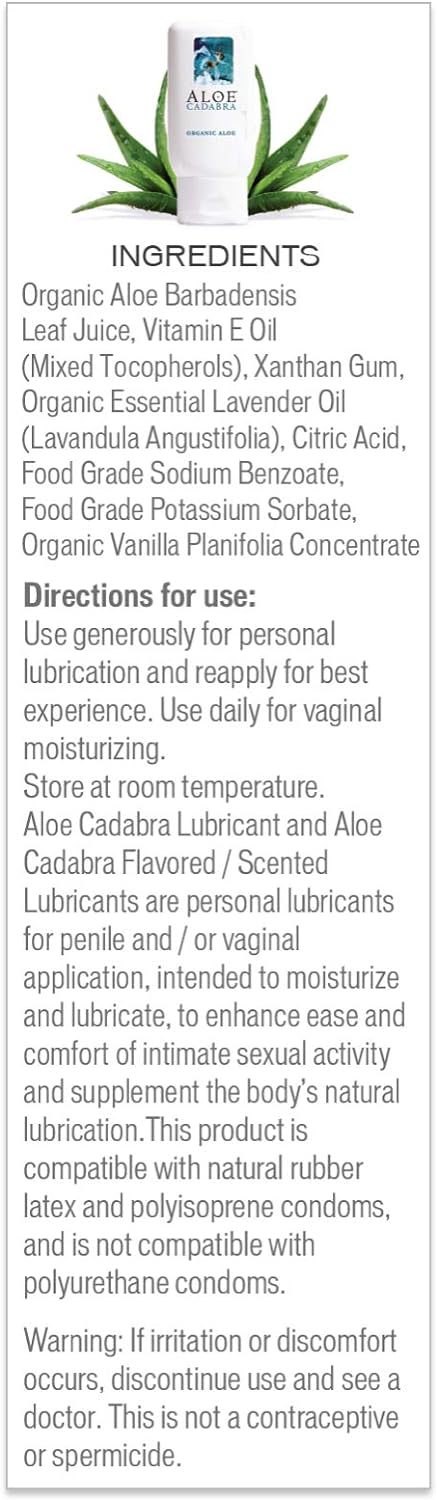 Aloe Cadabra Natural Organic Personal Lubricant and Vaginal Moisturizer, French Lavender, 2.5 Ounce