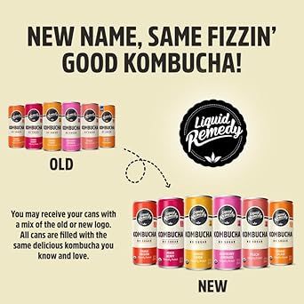 Liquid Remedy Kombucha Sugar Free Organic Drink, Low Calorie, Probiotic Like Tea For Gut Health - Super Sampler Variety Pack - 8.5 Fl Oz Can, 24-Pack