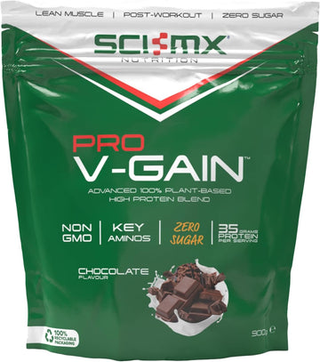 Sci-Mx Pro-V Gain - 100% Vegan Strawberry Flavour Soy Protein Powder Isolate + B12 + Magnesium - Muscle Growth & Maintenance - Sugar Free, Non-Gmo - 2.2Kg (49 Servings) 34G Of Protein Per Serving