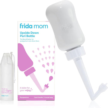 Upside Down Peri Bottle for Postpartum Care, Portable Bidet Perineal Cleansing and Recovery for New Mom, The Original Fridababy MomWasher, Grey