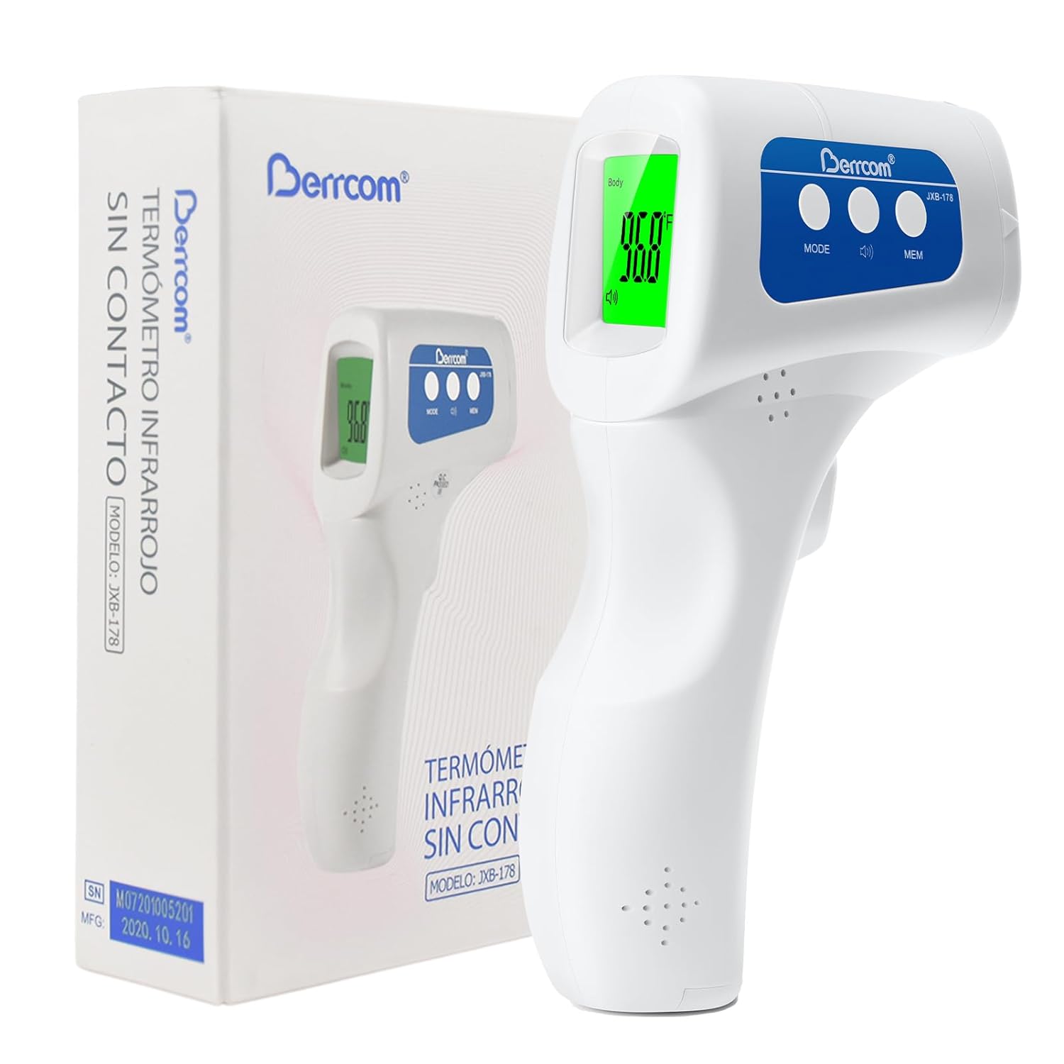 Berrcom Non Contact Forehead Thermometer Digital No-Touch Infrared Thermometer 3 in 1 for Adults and Kids Fever Check Thermometer Temperature Gun for Baby