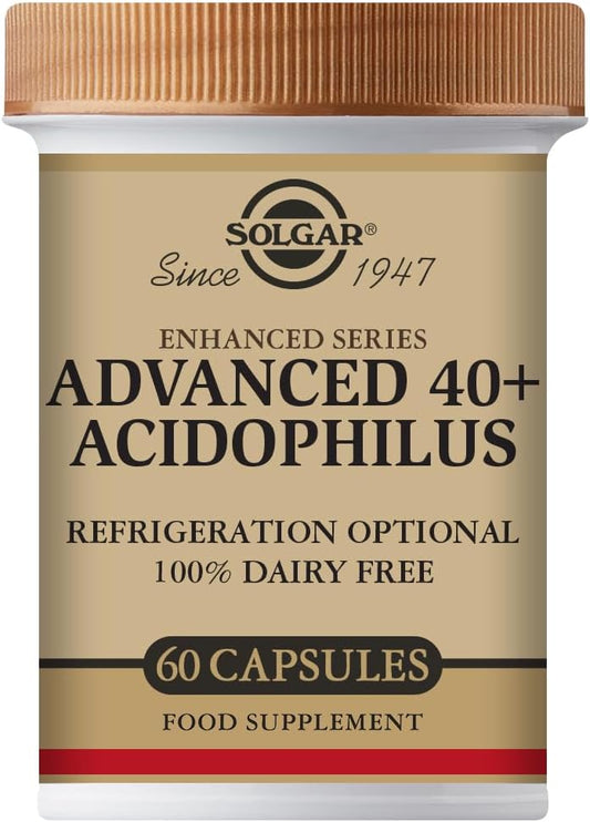 Solgar Advanced 40+ Acidophilus, 120 Vegetable Capsules - Supports Healthy Intestinal Flora - 1.5 Billion Microorganisms Per Serving - Gluten, Dairy, Lactose & Milk Free - Vegetarian - 120 Servings