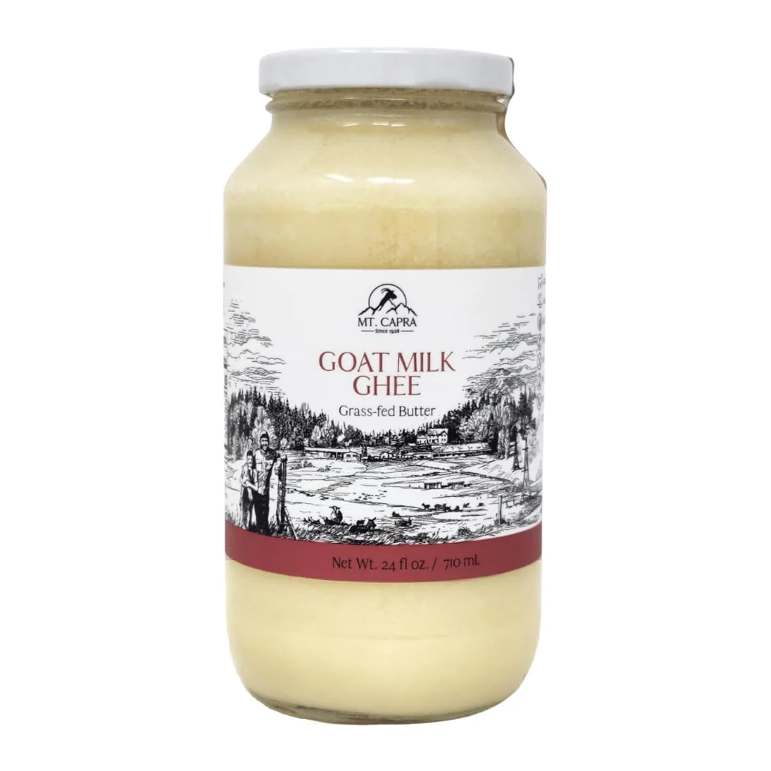Goat Milk Ghee | Grass-Fed Clarified Butter High In Mct Oil Perfect For Bulletproof Coffee, Keto, Paleo, And Whole 30 Diets | Pasture Raised And Unsalted | 142 Servings - 24 Fl Oz