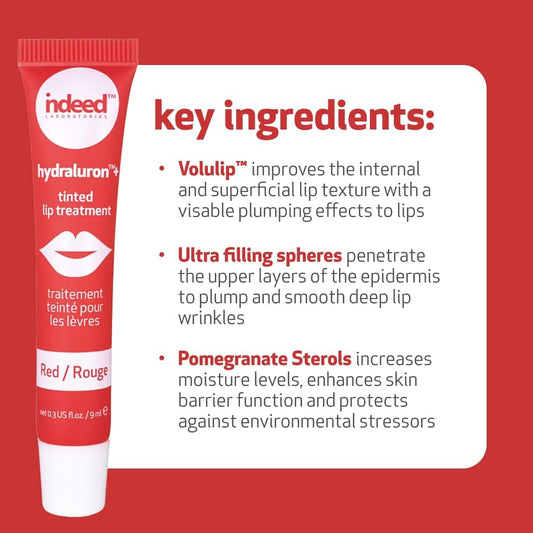 Indeed Labs Hydraluron+ Tinted Lip Treatment, Red, 9 Ml (Pack Of 2)