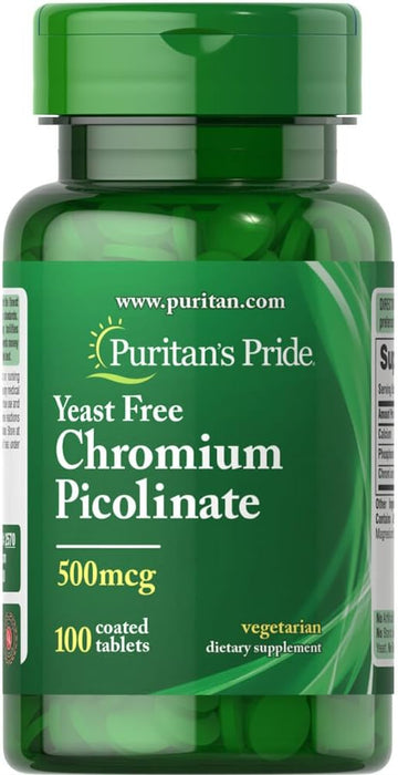 Puritan'S Pride Chromium Picolinate 500 Mcg Yeast Free, 100 Count
