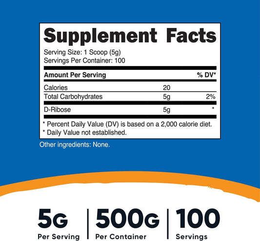 Nutricost D-Ribose Powder 500 Grams - 5000mg Per Serving, Non-GMO (500 Grams)