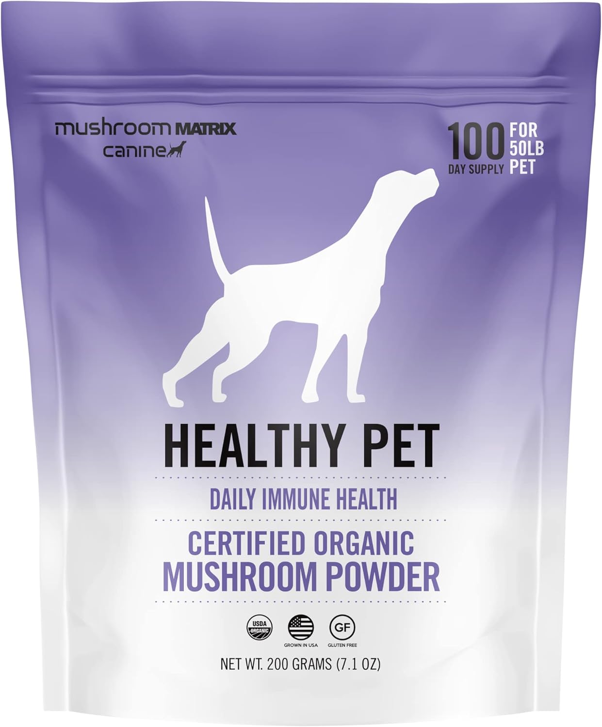 Om Mushroom Matrix Pet - Canine | Healthy Pet | Daily Functional Immune Support For Dogs & Cats | Usa Grown Human-Grade Organic Mushroom Powder Pet Supplement | 200 Grams, 7.1 Oz
