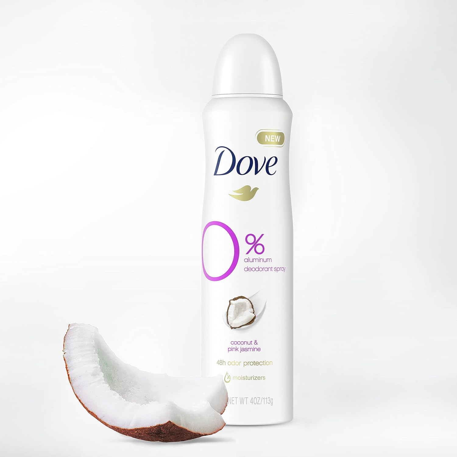 Dove 0 percent Deodorant Spray For 48 Hour Protection Coconut and Pink Jasmine Aluminum Free Deodorant 4 oz 3 Count, White, 4 Ounce (Pack of 3) : Beauty & Personal Care