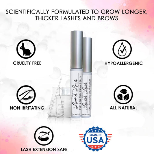 Hairgenics Lavish Lash – Eyelash Growth Enhancer & Brow Serum With Biotin & Natural Growth Peptides For Long, Thick Lashes And Eyebrows! Dermatologist Certified, Cruelty Free & Hypoallergenic