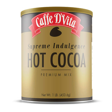 Caffe D’Vita Supreme Indulgence Hot Cocoa Mix - Sugar Free Hot Chocolate Mix, Gluten Free, Low Fat, No Cholesterol, No Hydrogenated Oils, No Trans Fat, Kosher-Dairy, Hot Cocoa Mix Bulk - 1 Lb Can