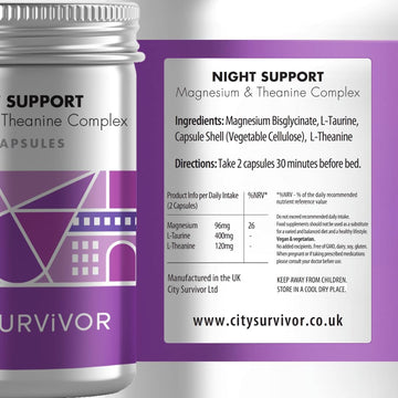 City Survivor Night Support - Magnesium Bisglycinate & Amino Acid Complex - 60 Capsules