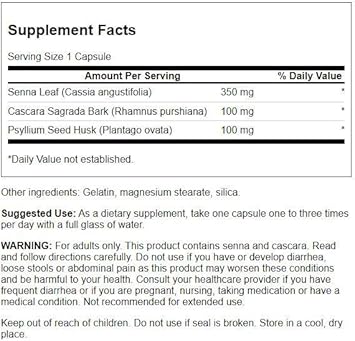 Swanson Senna Psyllium Cascara Complex Gi Tract Regularity Support 90 Capsules (2 Pack)