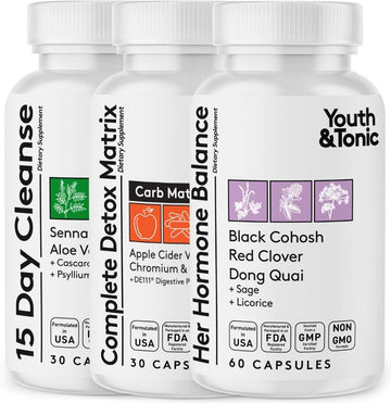 Colon Cleanser For Belly Waste Loss & Thinner Waistline & Woman Pms & Menopause Relief Support Pills | Female Hormone Balance & Bloating Support To Feel Lighter & Healthy Body Detox Cleanse For Energy