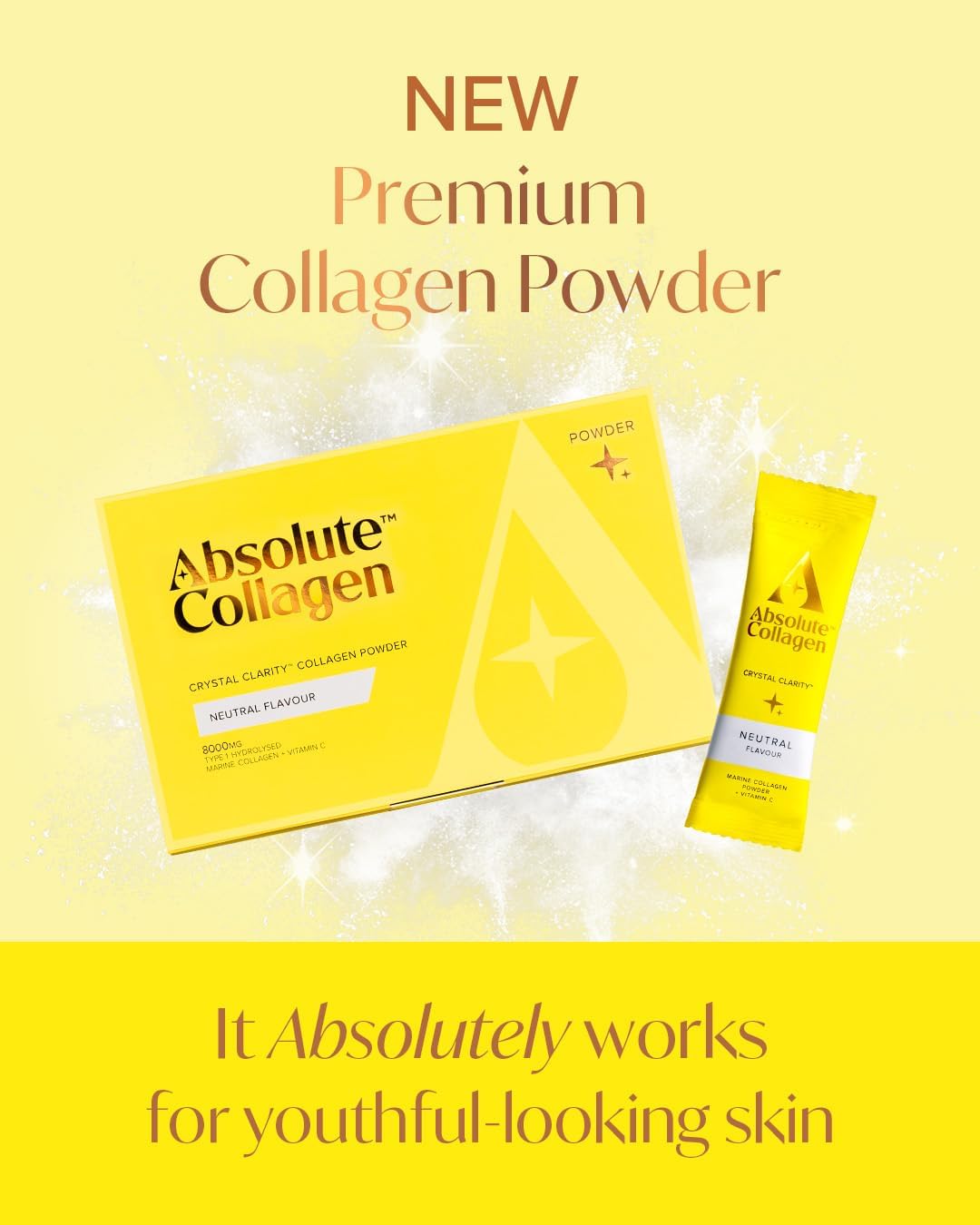 Absolute Collagen Marine Powder Collagen Supplement for Women | Neutral Flavour, Supports Hair, Nail & Skin Health, 8000mg of Hydrolysed Collagen per Sachet, Vitamin C | 14 Sachets : Amazon.co.uk: Health & Personal Care