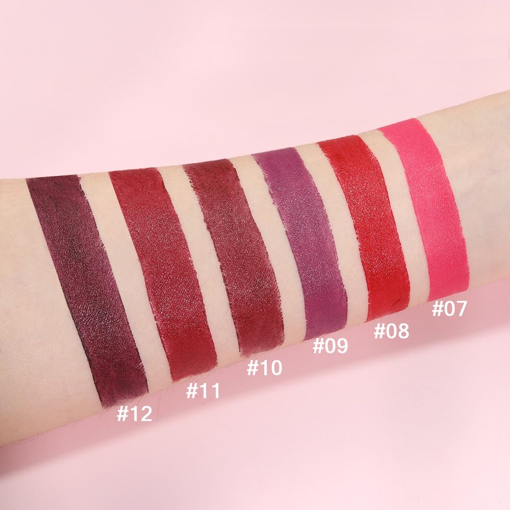 Evpct 6Pcs Pink Dark Ruby Wine Red Plum Purple Matte Lipstick Sets For Women Velvet Lipstick Long Lasting Waterproof 24 Hours Lip Stick Stain Makeup Gift Set Labiales Mate 24 Horas Originales B : Beauty & Personal Care