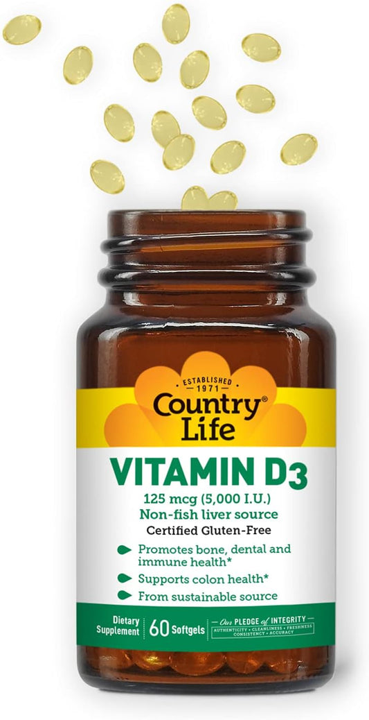 Country Life Vitamin D3 5000 Iu, 60 Ct