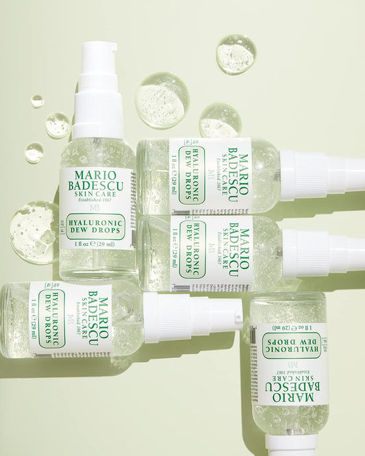 Mario Badescu Hyaluronic Dew Drops For All Skin Types | Hydrating Gel-Serum Hybrid For A Glass-Like Glow | Formulated With Sodium Hyaluronate & Niacinamide | 1 Fl Oz