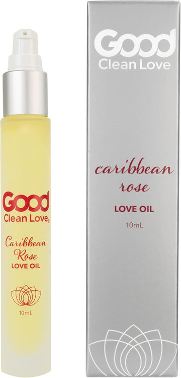 Good Clean Love Caribbean Rose Love Oil, 100% Natural Massage & Intimate Body Oil, Made With Pure Essential Oils, Exotic Floral Scent & Aphrodisiac Fragrances, Pump Spray, 10Ml