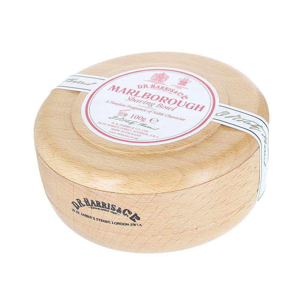 D.R. Harris Marlborough Shaving Soap In Beech Wood Shaving Bowl - 100G | Solid White Triple-Milled Shaving Soap | Shaving Soap For Men, Shave Soap For Men, Shaving Bowls For Men : Beauty & Personal Care