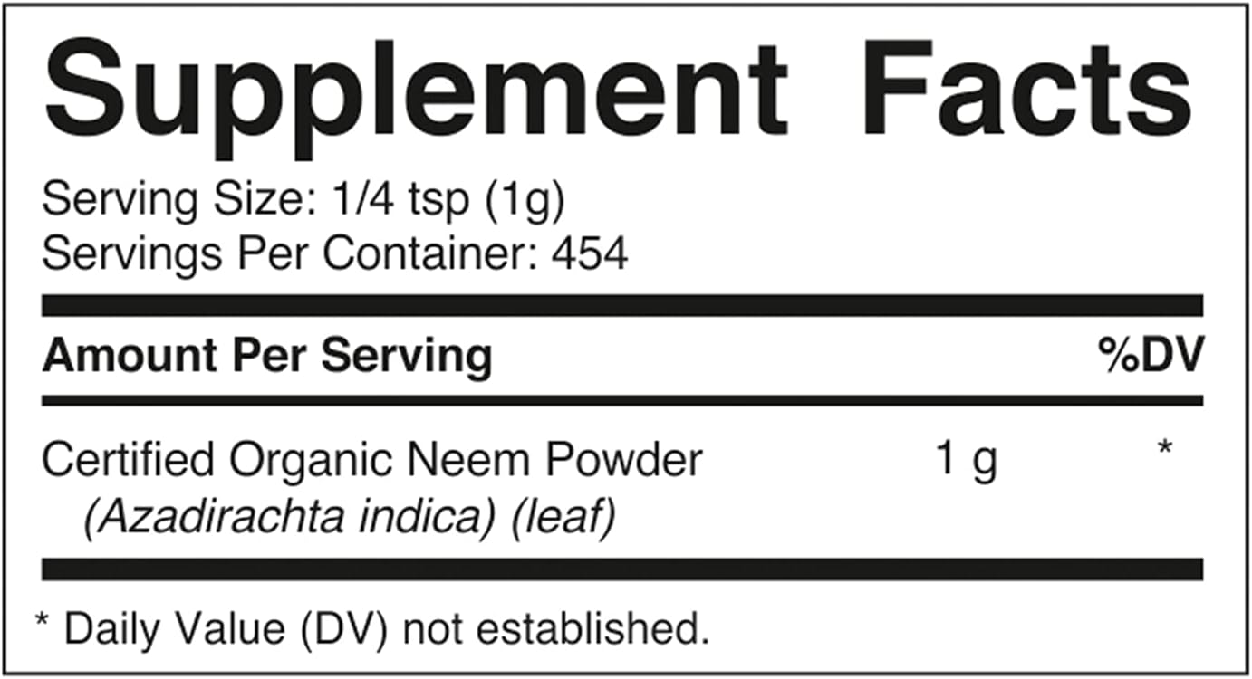 Vitamatic Certified USDA Organic Neem Leaf Powder 1 Pound (16 Ounce) : Health & Household