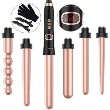 Beach Waver Curling Iron, 5 In 1 Curling Wand Set With 3 Barrel Hair Crimper Hair Waver, Fast Heating Hair Wand Curler With Lcd Temp Control