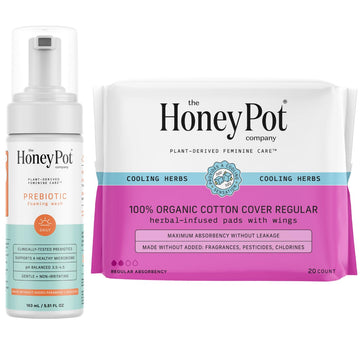 The Honey Pot Company - Prebiotic Feminine Wash & Regular Pads Bundle - Ph Balanced Natural Hygiene Feminine Products - Herbal Infused Sanitary Pads For Women - Feminine Care - Fsa & Hsa Eligible