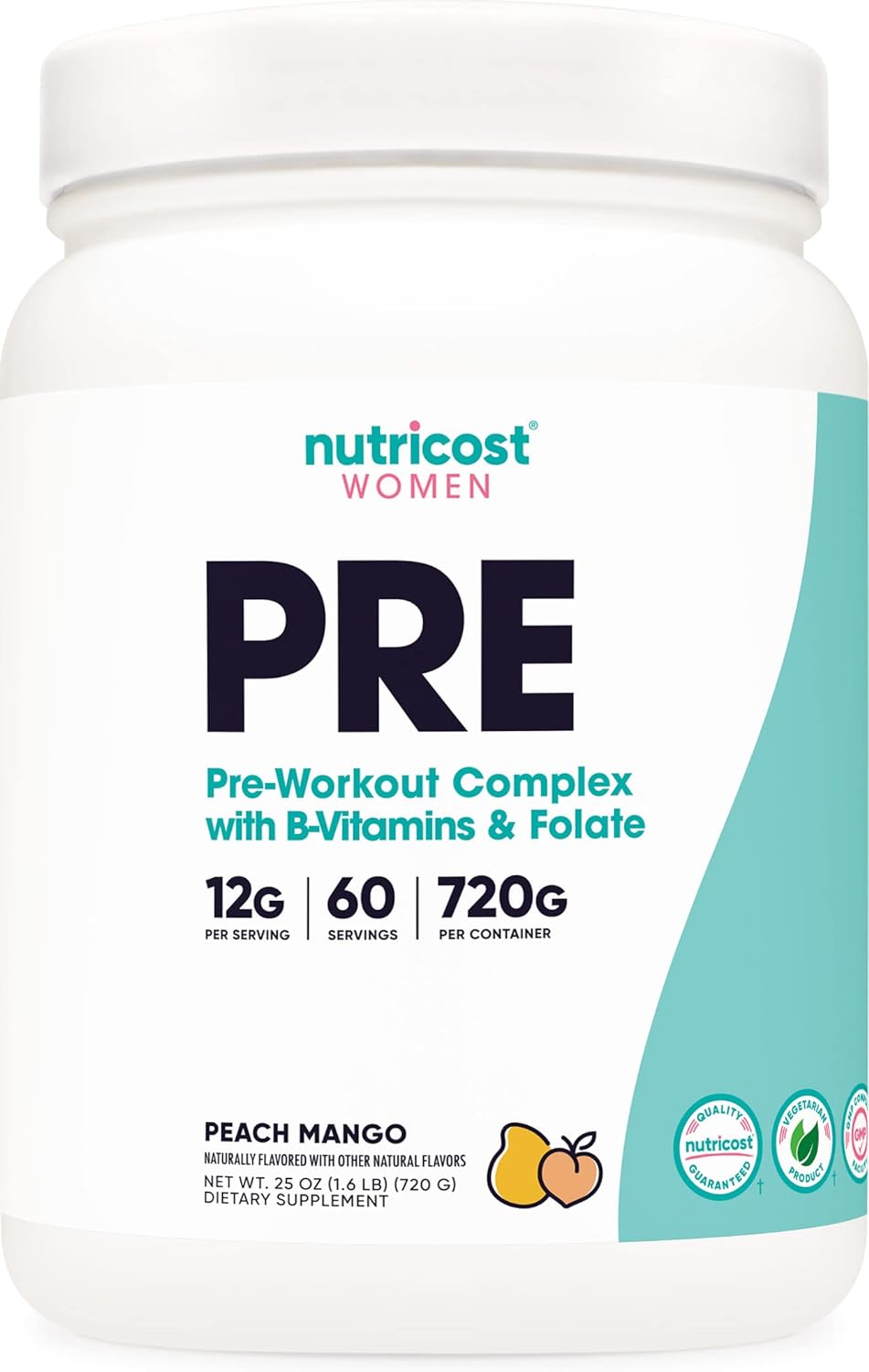Nutricost Pre-Workout Powder for Women, Peach Mango, 60 Servings60 Ser